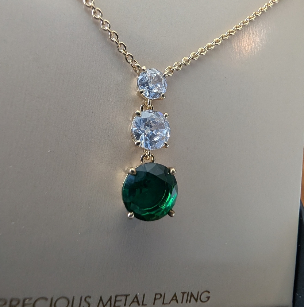 Nadri 18K Gold Plated + Cubic Zirconia Triple Drop Gold Necklace New in Box ❤️